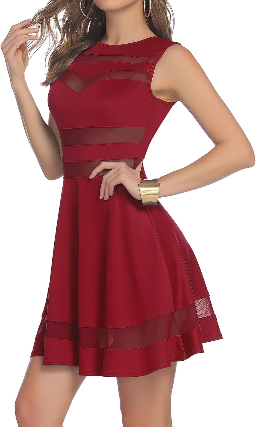 Zeagoo Dam sexig hög midja festklänning festlig cocktailklänning bodycon miniklänning mesh tight A-linje klänning klubbkläder