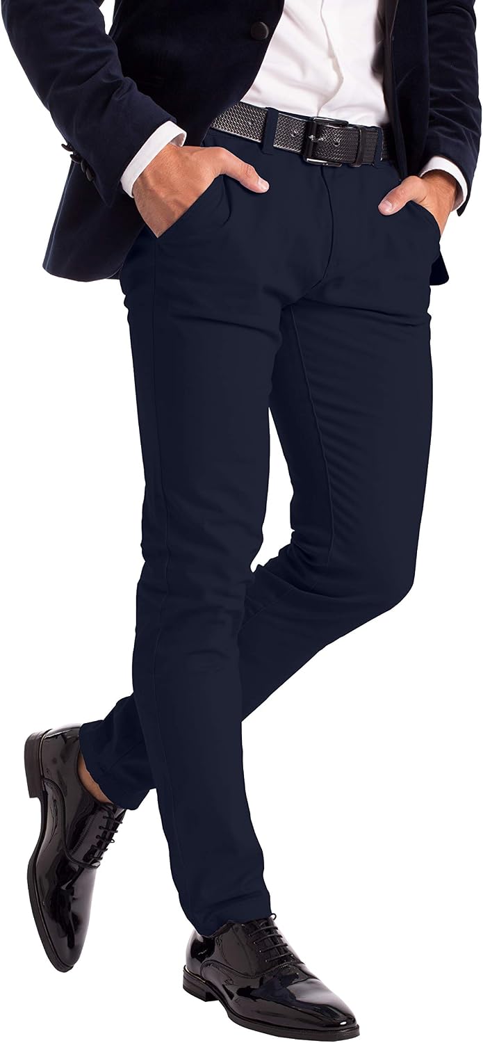 Herr stretch chinos designer slim fit jeans byxa bomull spandex botten