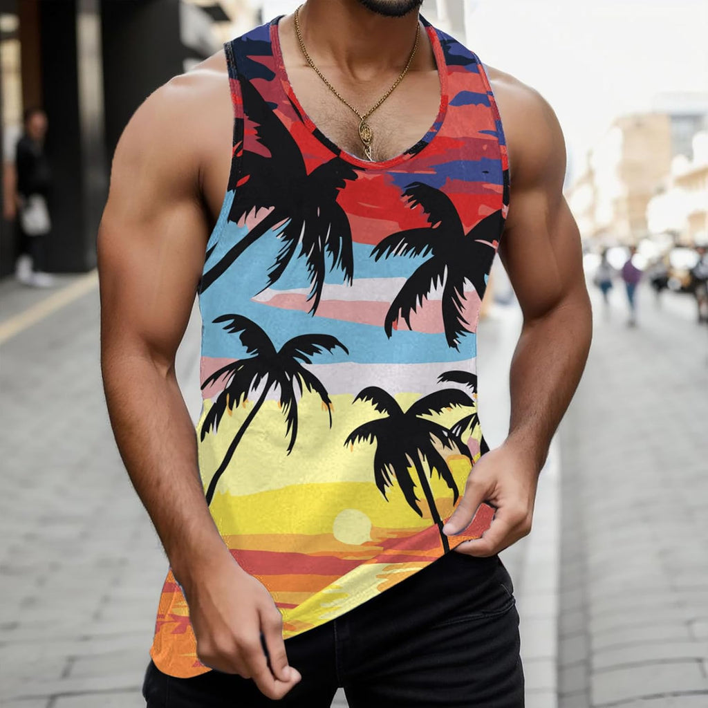 Herrlinne sport t-shirt andningsbar herr baggy ärmlös T-shirt sommar casual skjorta strand väst toppar gym linne för stretch styrketräning linne