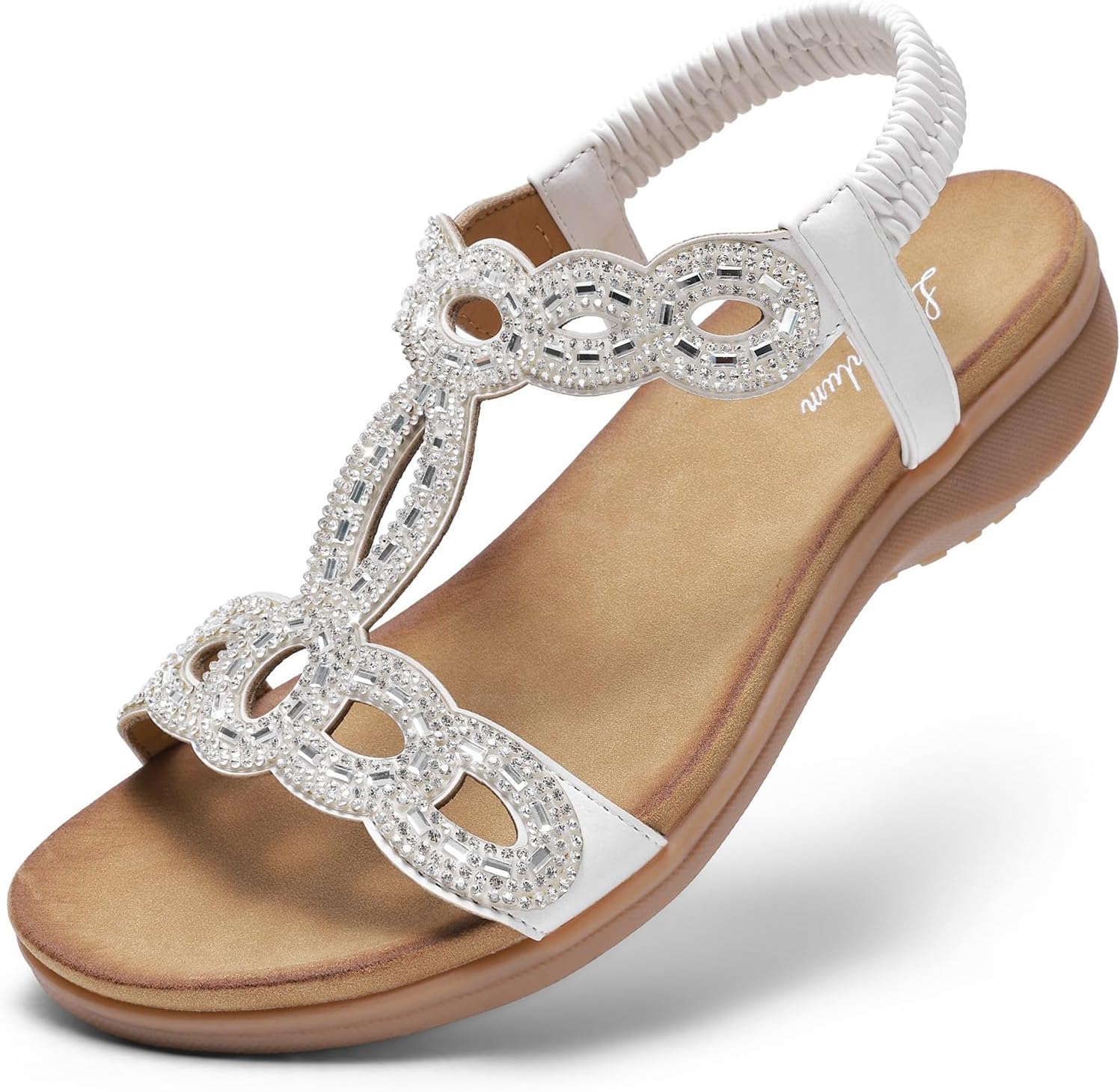 Littleplum sandaler damer platta sandaler glitter strass sommarskor strandskor