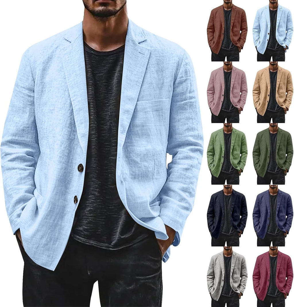 Kostymjackor för män normal passform – linnejackor för män UK lätt kostymjacka smart vardaglig två knappar blazer enfärgad andningsbar blazer lös passform rockar fritid sport rock
