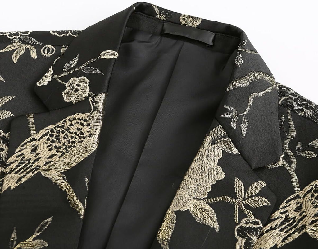 YOUTHUP Broderi blazer för män smal passform blommig kostym jacka snygg blommig smoking jackor