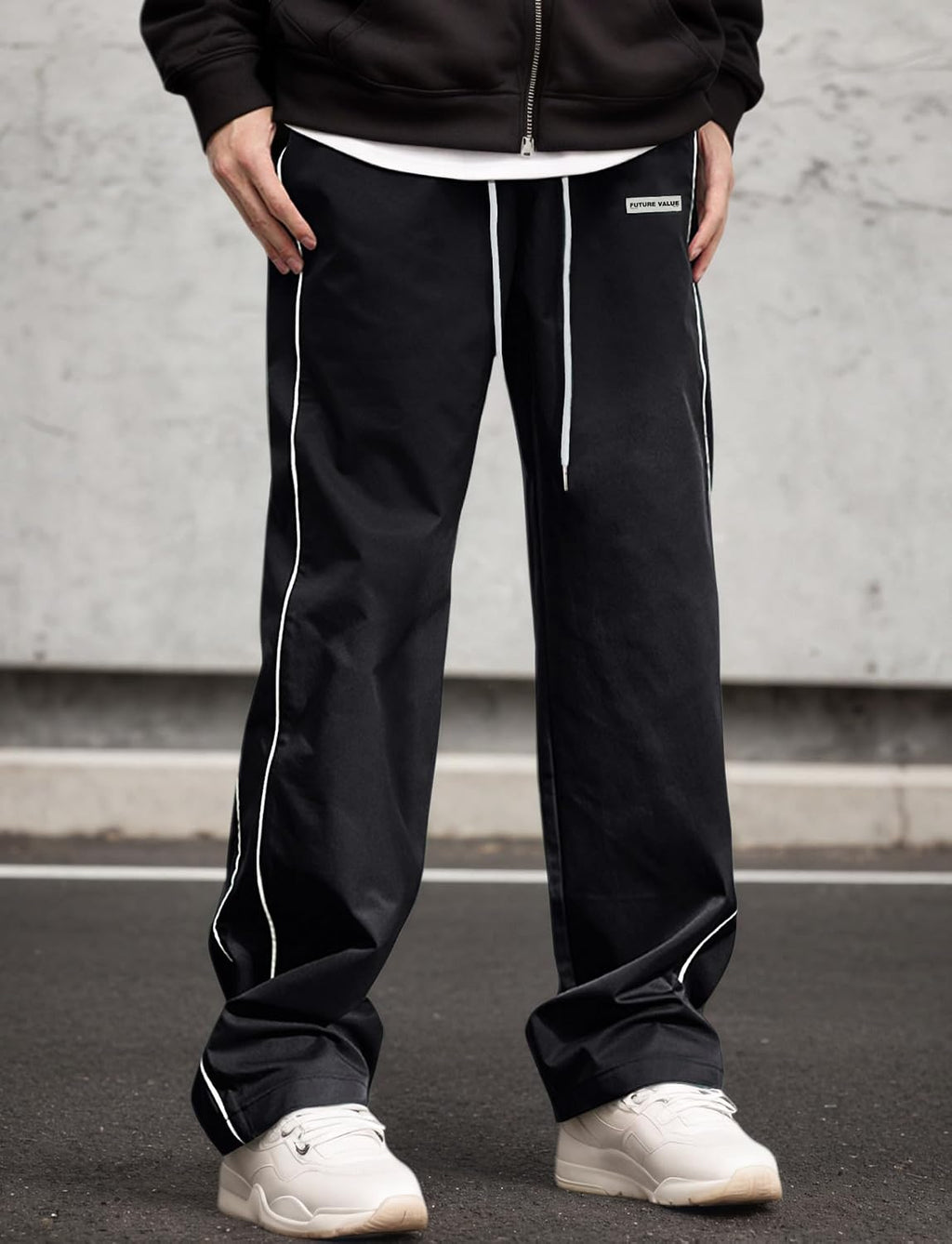AIEOE herr, säckig joggingbyxor, Y2K, träningsbyxor, breda sportbyxor med dragsko, streetwear, fritidsbyxor med rörband, tonåring, mode