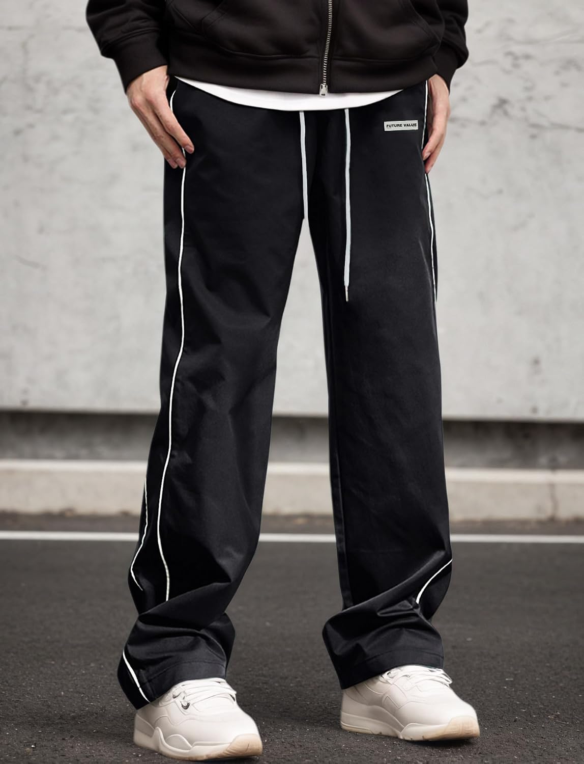 AIEOE herr, säckig joggingbyxor, Y2K, träningsbyxor, breda sportbyxor med dragsko, streetwear, fritidsbyxor med rörband, tonåring, mode
