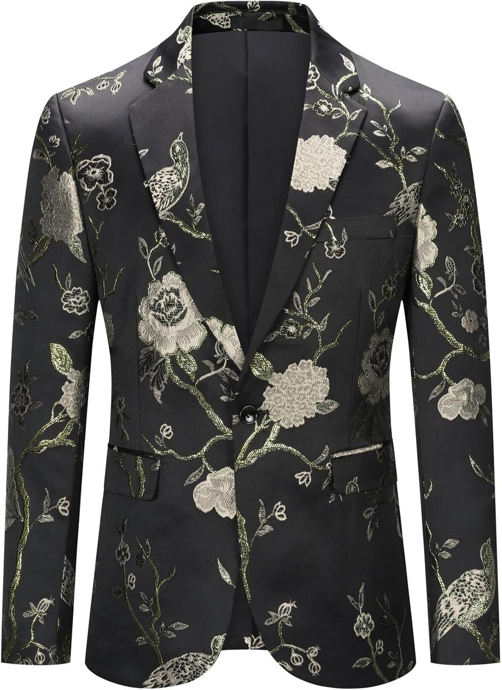 YOUTHUP Broderi blazer för män smal passform blommig kostym jacka snygg blommig smoking jackor