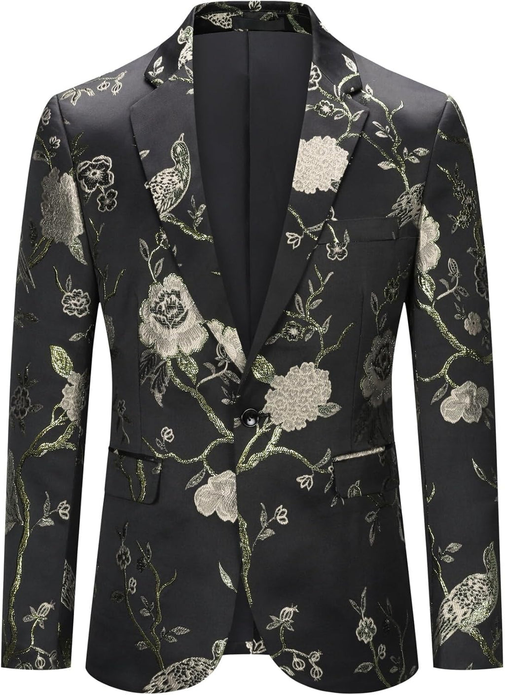 YOUTHUP Broderi blazer för män smal passform blommig kostym jacka snygg blommig smoking jackor