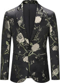 YOUTHUP Broderi blazer för män smal passform blommig kostym jacka snygg blommig smoking jackor