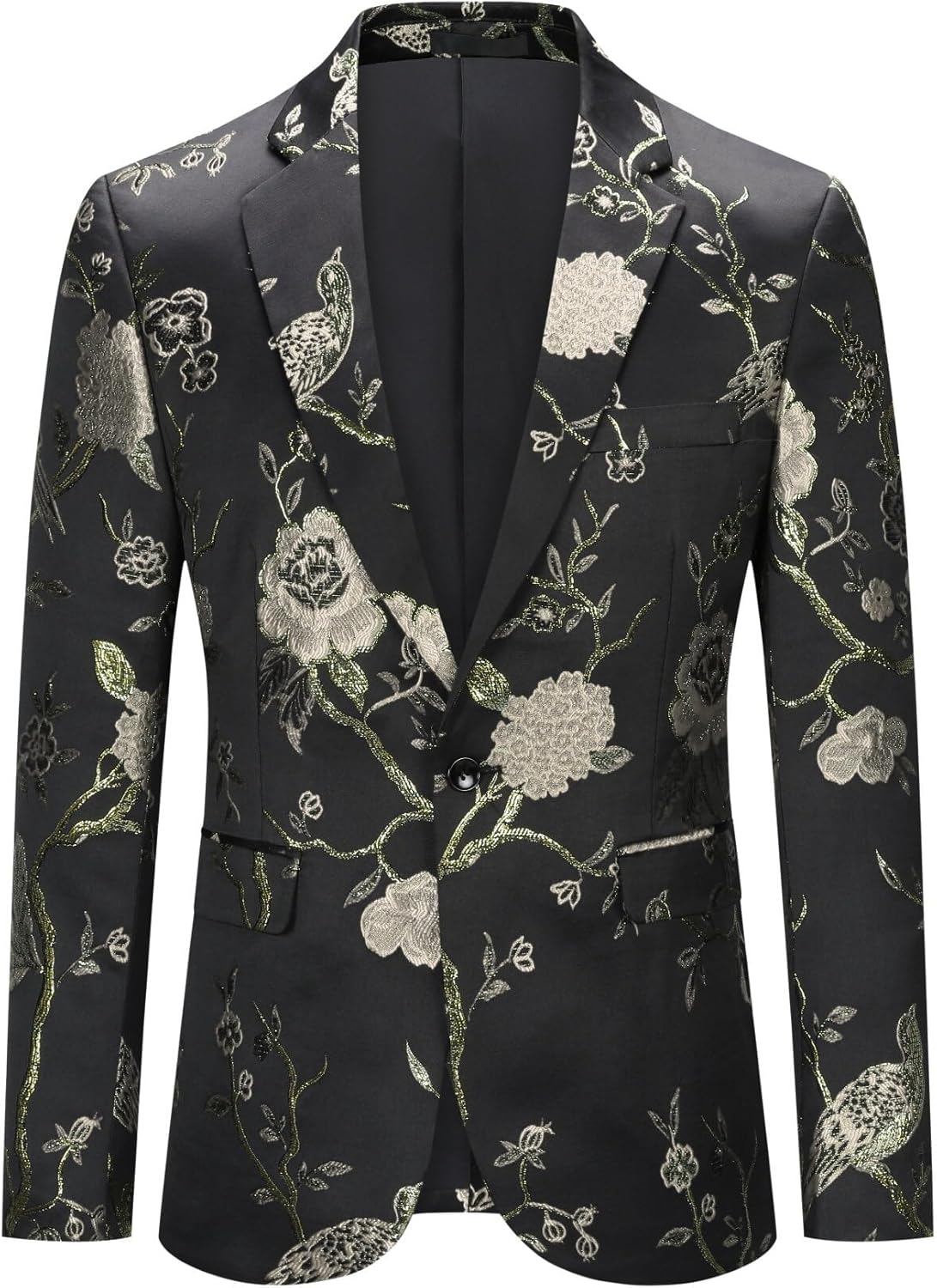 YOUTHUP Broderi blazer för män smal passform blommig kostym jacka snygg blommig smoking jackor