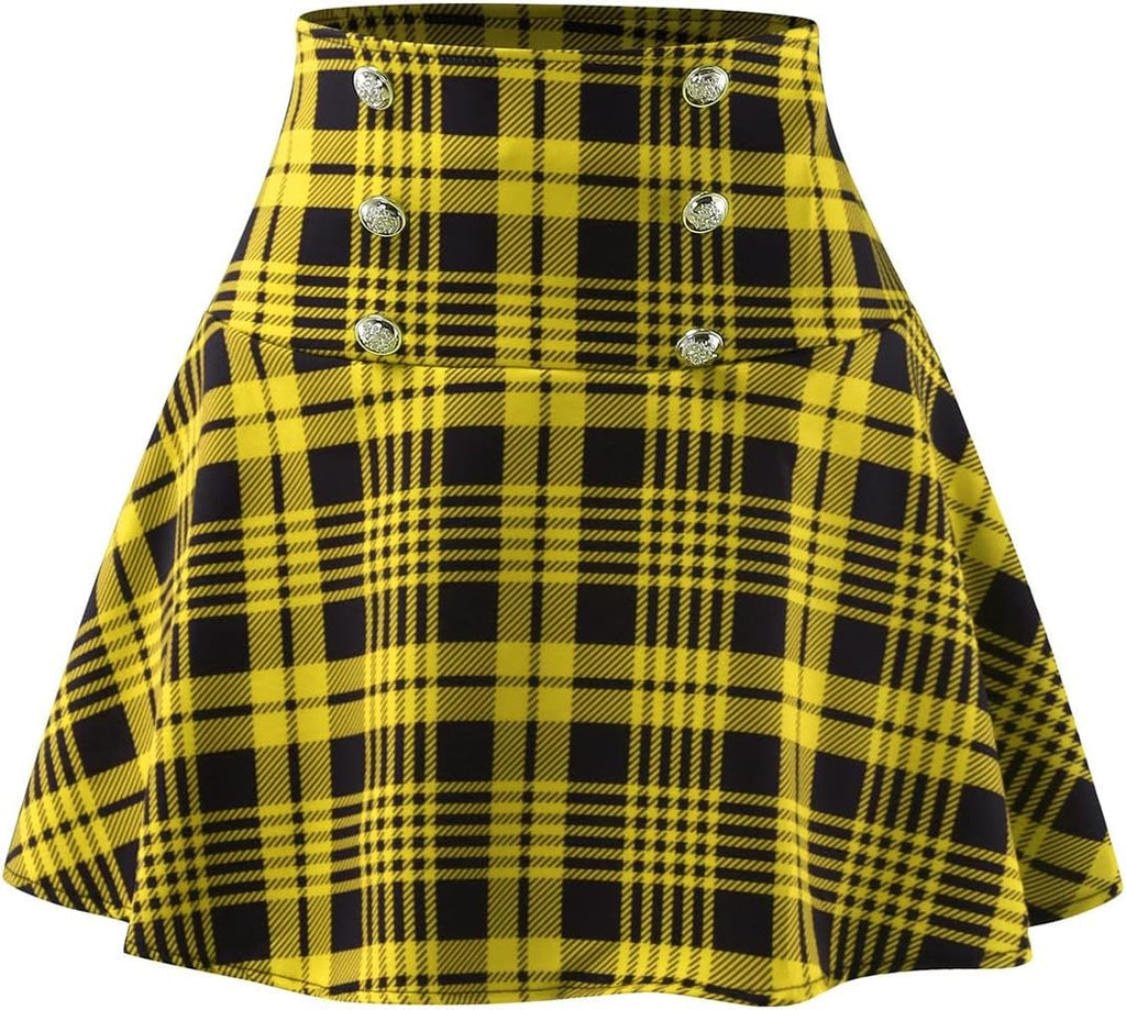 Leather Skirt plus Size Women Fashion Sexy Casual Lattice Printing A-line Mini Skirt Plaid Skirts