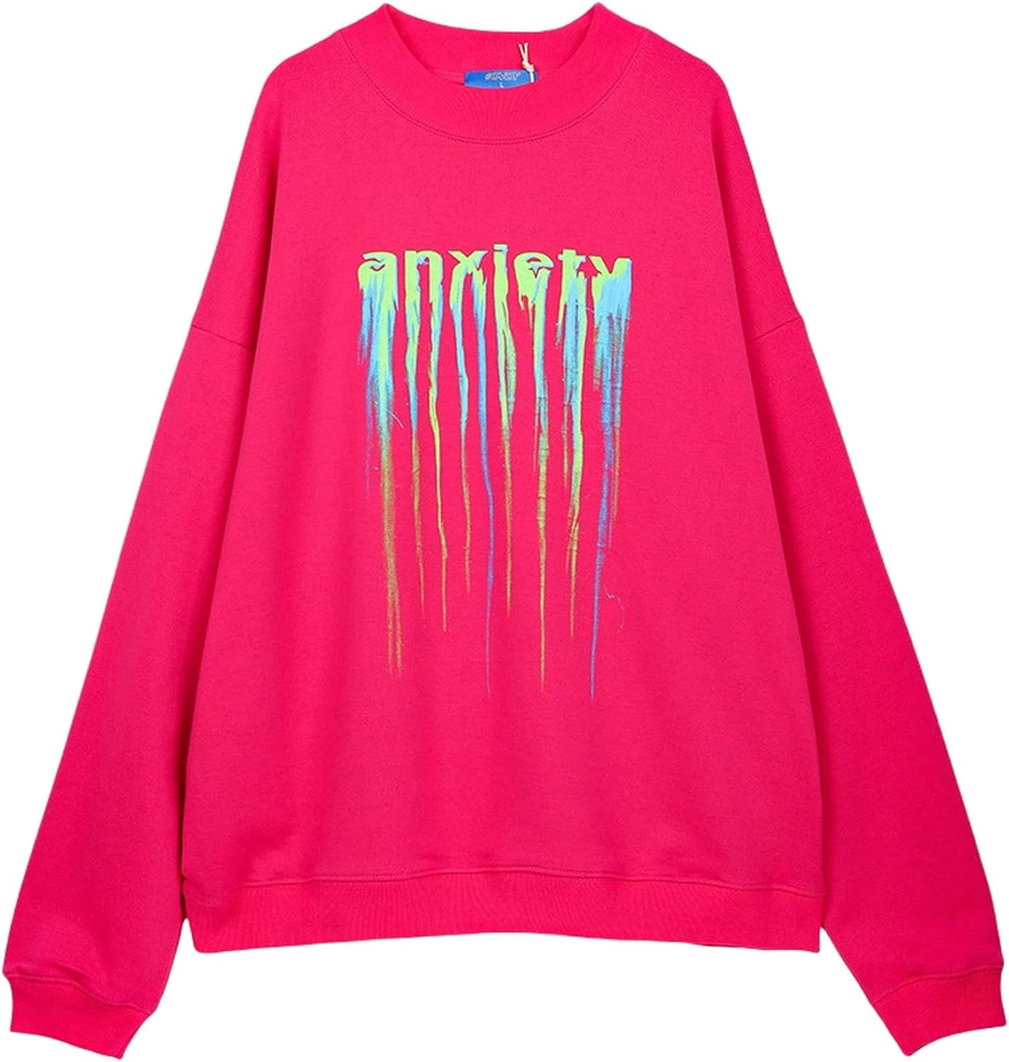 Sweatshirt män höst och vinter mode märke hiphop hög gata trend personlighet mörk serie lös rund hals tröja-rosaröd M, Rosenröd, M