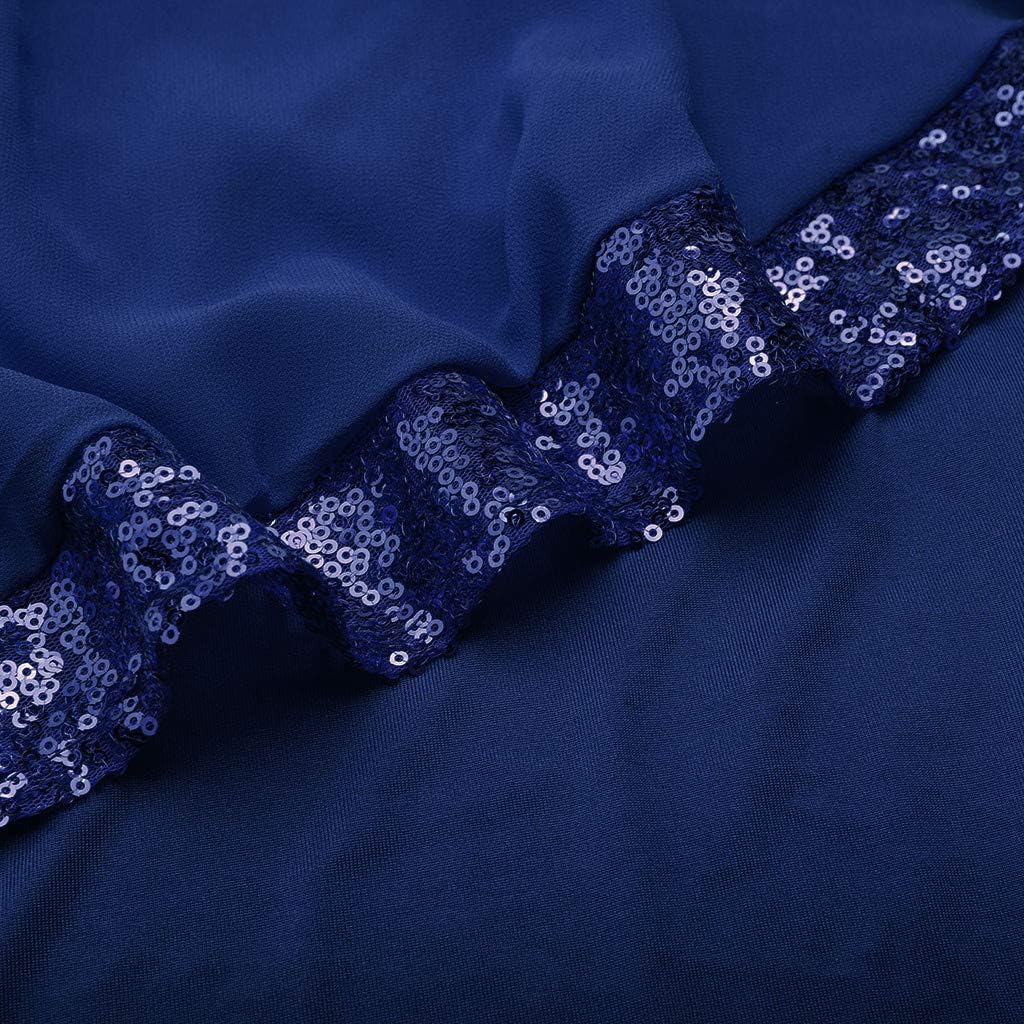 Kvinnors Sommarklänningar 2026 Kvinnor Plus Size Cold Shoulder Overlay Chiffong Axelbandslösa Paljetter Bomull Kortärmad Modeklänning