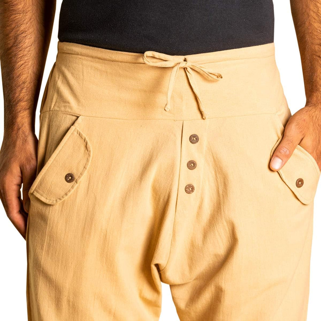 PANASIAM Yogi Pants Classic för dam och herr I bekväma fritidsbyxor i Aladin-Harem-stil – 100% bomull I optimal passform tack vare dragsko fram och elastisk linning bak I sommarbyxor