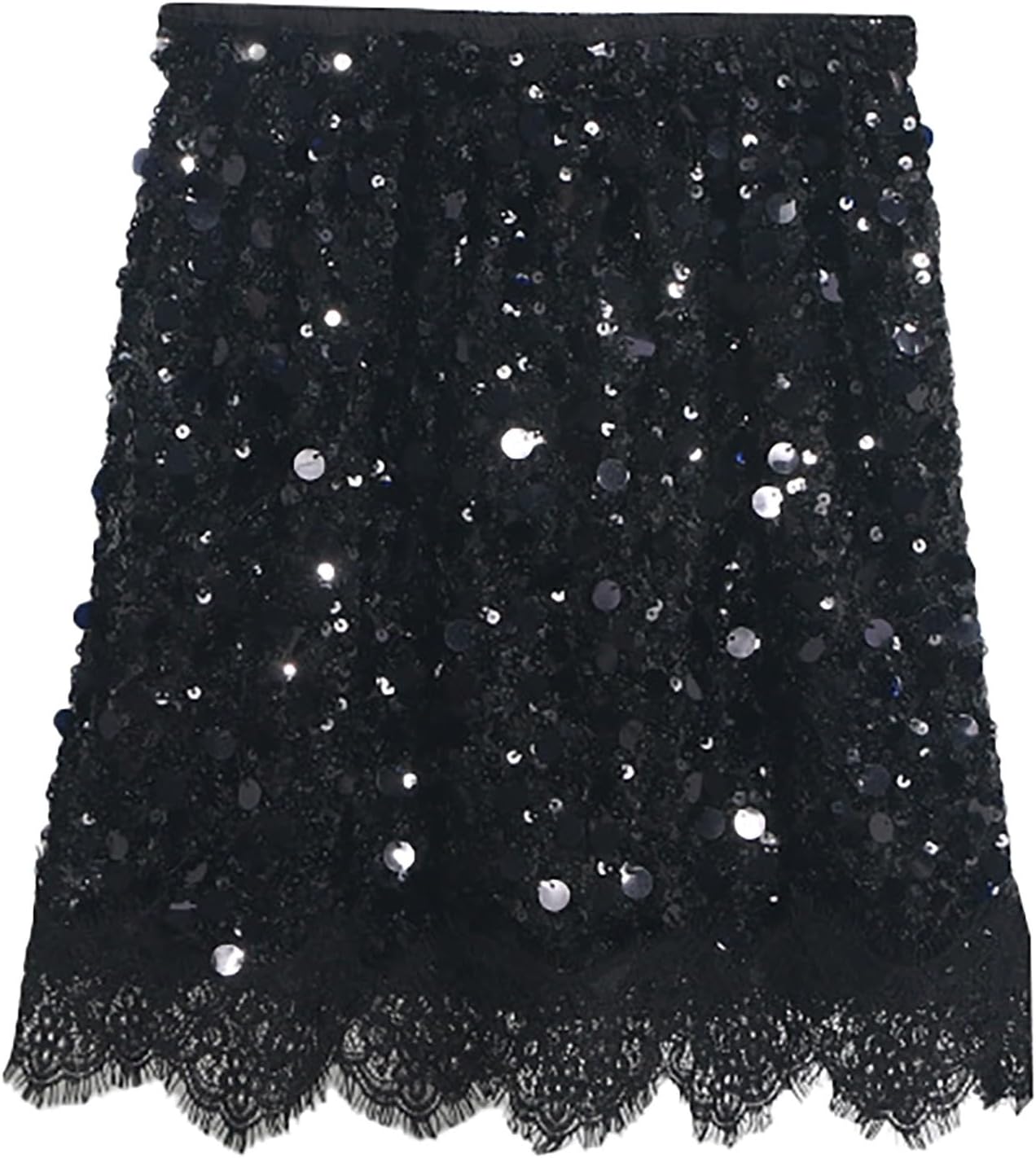 Nyårsaftons outfit damer glitter sexig, kjol paljetter damer svart, paljetter kjol silver midi paljettkjol med spetsar minikjol hög elastisk midja kjolar en linje sommarkjol semester kjol