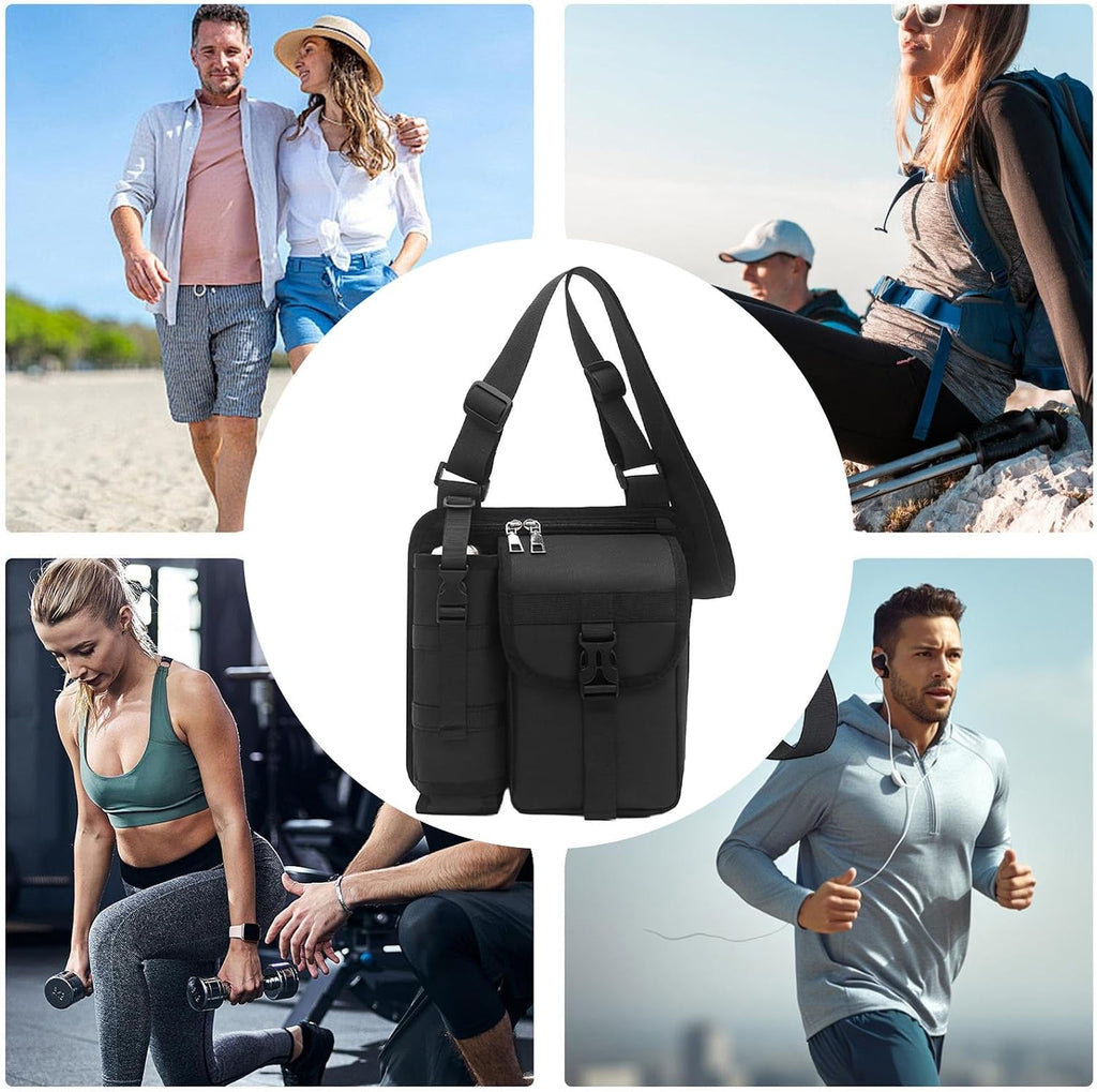 Sling Bag - Polyester Sling Shoulder-ryggsäck | Bandväska med stativ dagligt slitage | Bälte andas med vadderad rygg för arbete eller resor, handsfree-bekvämlighet,