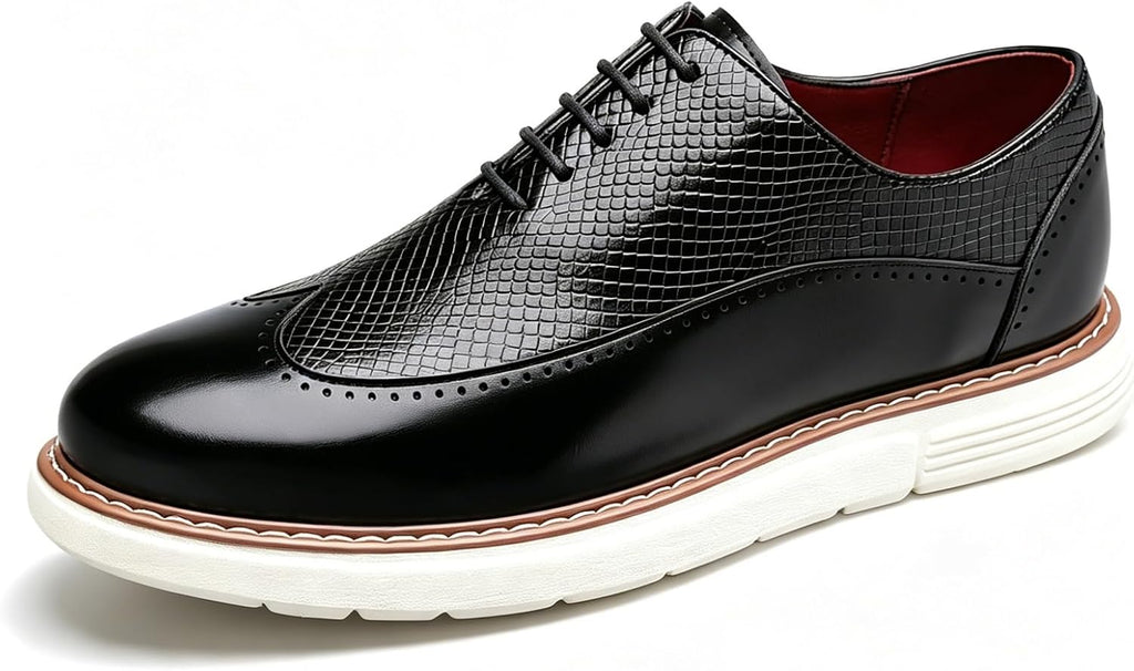 Herr Casual Sneaker Brogues Business Formal Oxfords Lackskinn Snörning Kontors Promenadskor