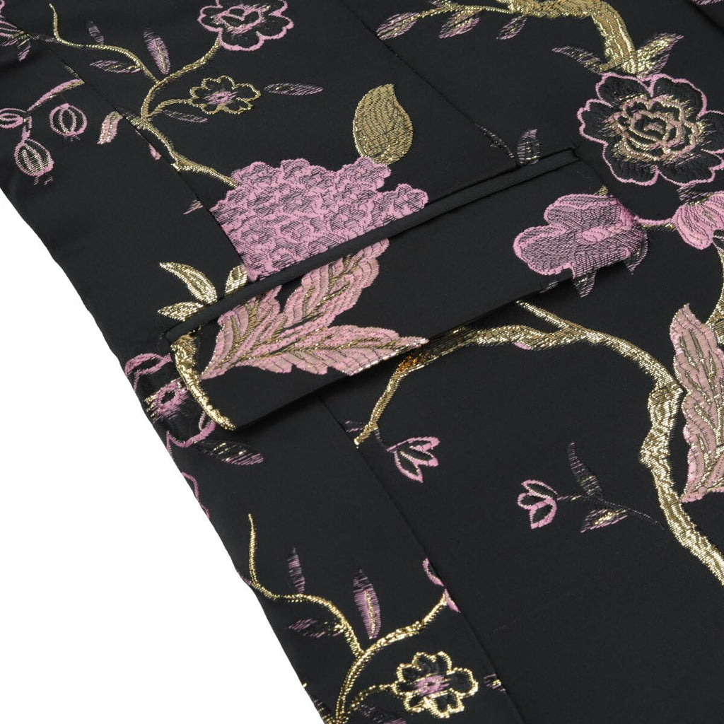 YOUTHUP Broderi blazer för män smal passform blommig kostym jacka snygg blommig smoking jackor