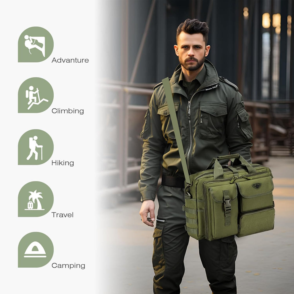 SPAHER Portfölj Herr Arbetsväska Herr Laptopväska 14/15,6/17,3 tum Business Tactical Bag Militärväska Axelväska Messenger Bag Herr Present för Kvinnor Herr