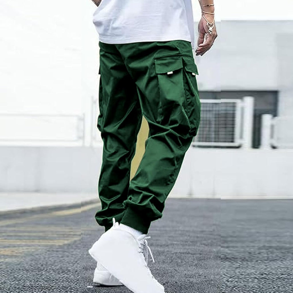 Herr cargo joggingbyxor elastisk midja dragsko säckiga träningsbyxor techwear byxor för män 2025 trendiga kläder