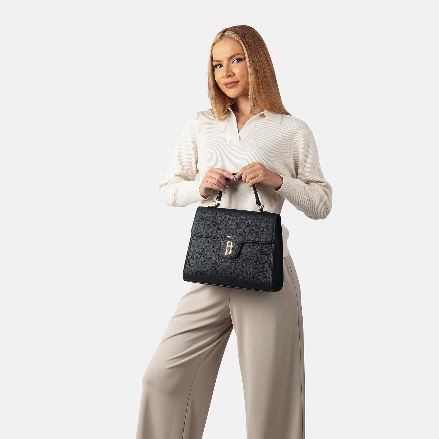Carlheim, Skagen Genuine Leather collection, Estelle Genuine Leather Handbag (Black)