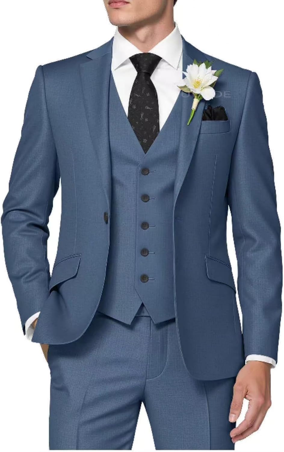 Herr 3-delad solida kostymer bröllop brudgum 2-knapps kavajslag blazer väst & byxor set vardaglig bal outfit för affärsmän