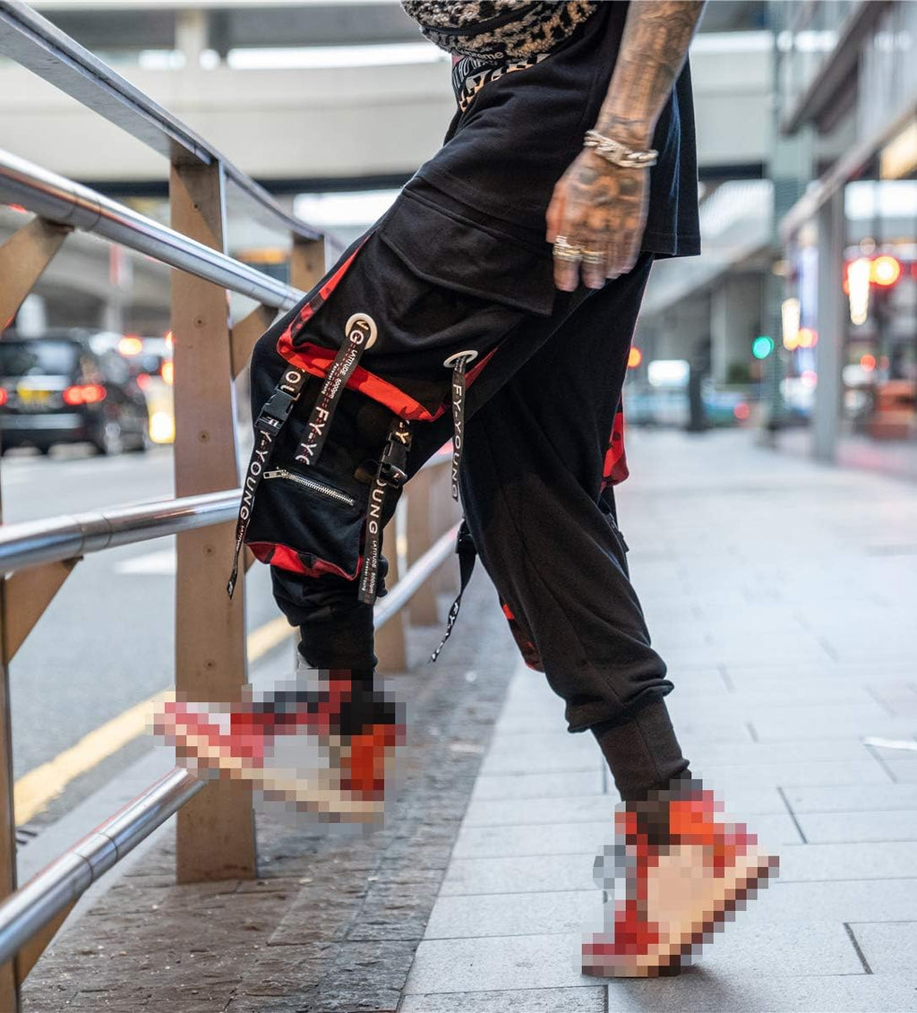 Hello MrLin Herr Techwear Byxor Hip Hop Jogger Cargo Baggy Streetwear Punk Byxor Män
