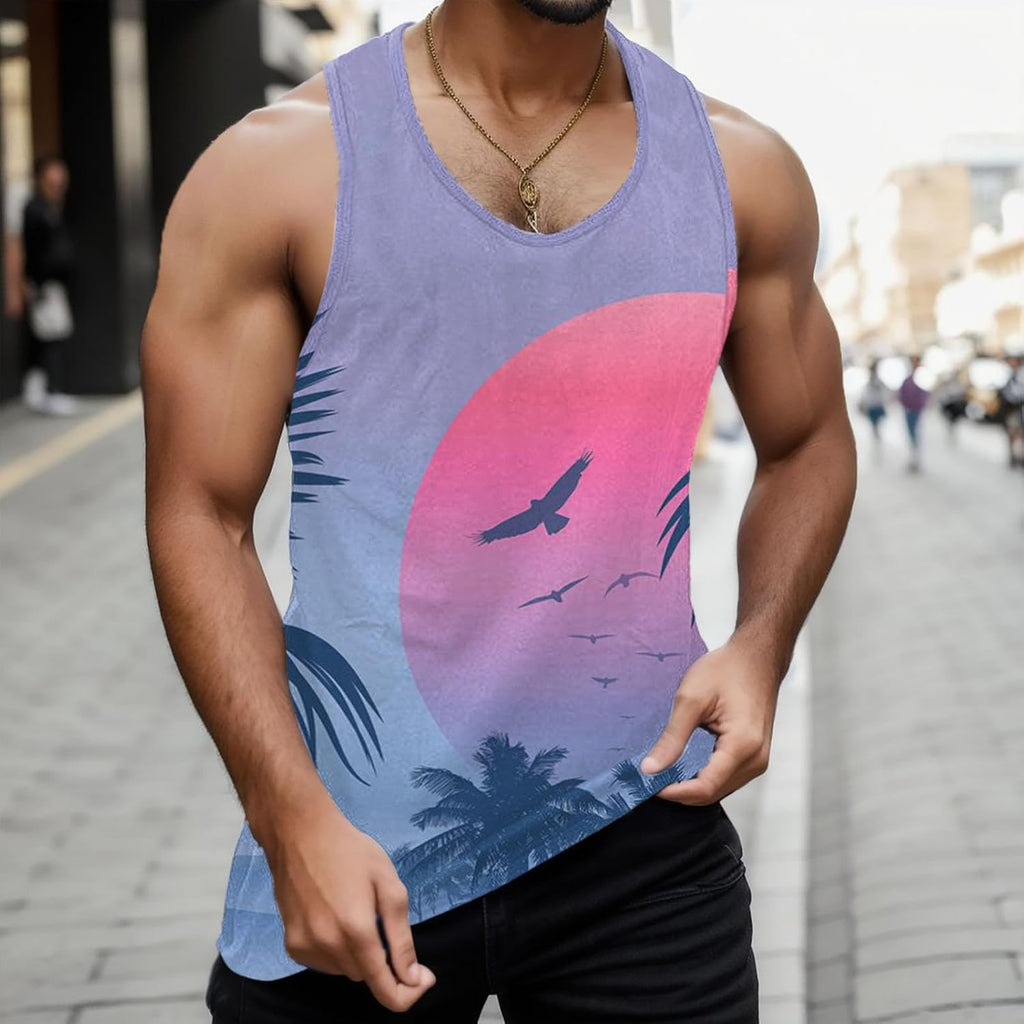 Herrlinne sport t-shirt andningsbar herr baggy ärmlös T-shirt sommar casual skjorta strand väst toppar gym linne för stretch styrketräning linne