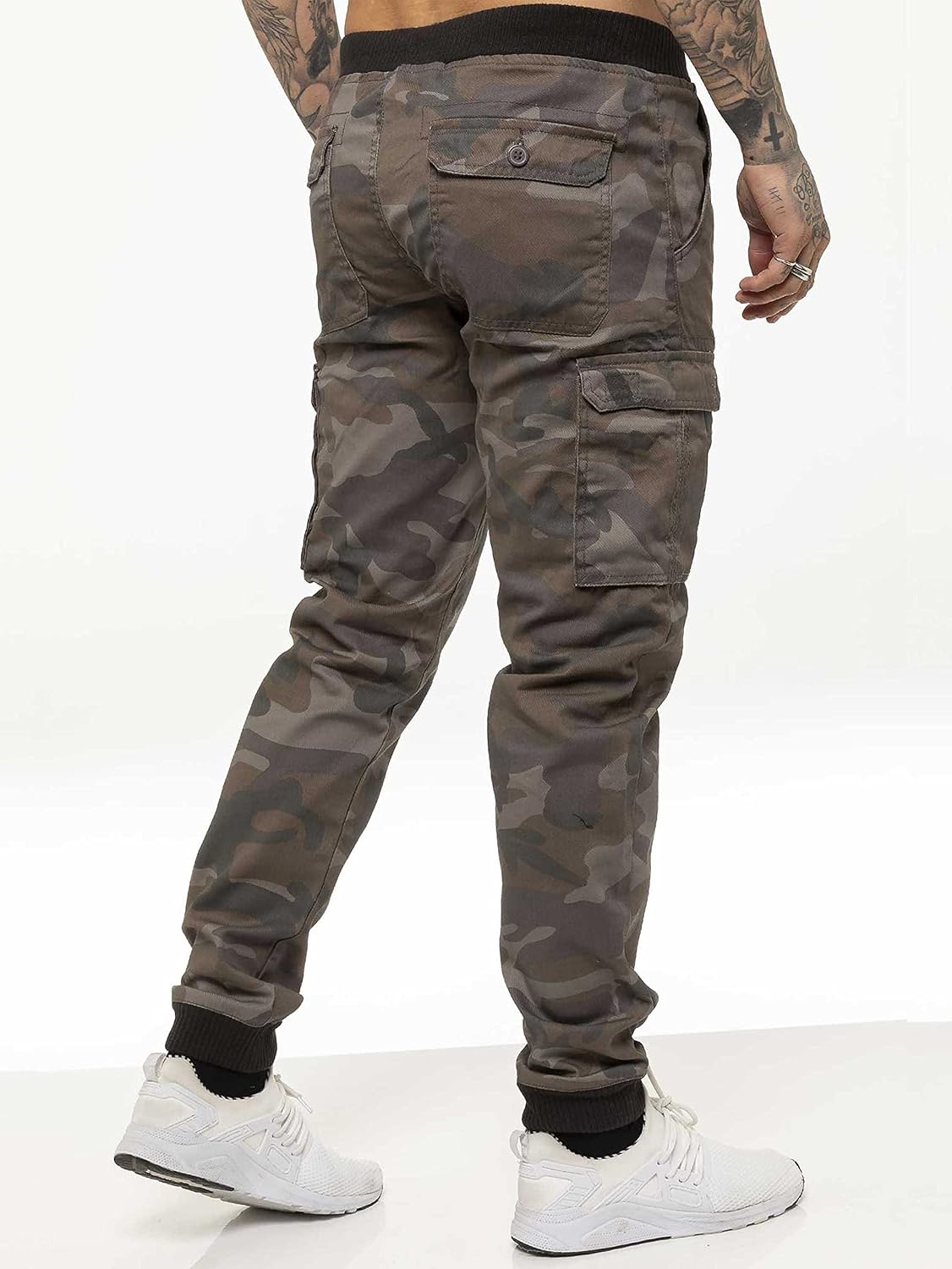 Enzo Herr militär strid joggingbyxor kamouflage cargo kamouflage arbetsbyxor