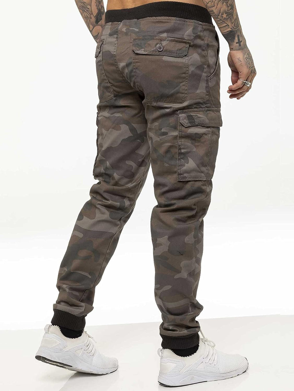 Enzo Herr militär strid joggingbyxor kamouflage cargo kamouflage arbetsbyxor