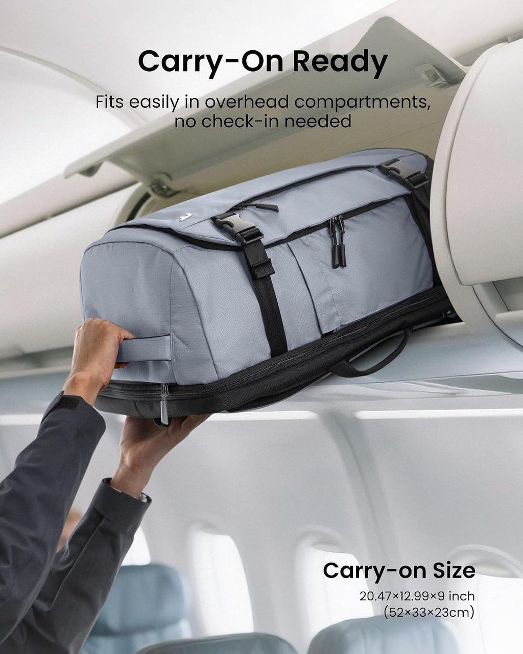 tomtoc 40L Reseryggsäck, TSA-vänlig handbagage-ryggsäck Reseryggsäck för 15,6-17 tums bärbar dator, flyggodkänd ombordstigning Vattenavvisande kabinryggsäck för resor Weekender Trip