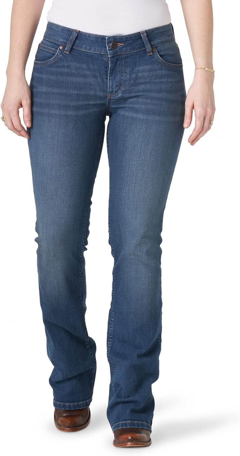 Wrangler dam Jeans Women's Willow Mid Rise Performance Waist Boot Cut Ultimate Riding Jean