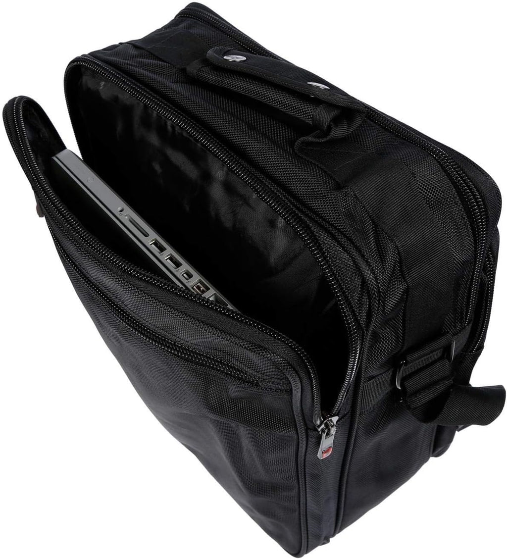 Christian Wippermann XXL axelväska flygvärdinneväska herrar väska Messenger arbetsväska laptopväska, svart, 31 x 37 x 17 cm