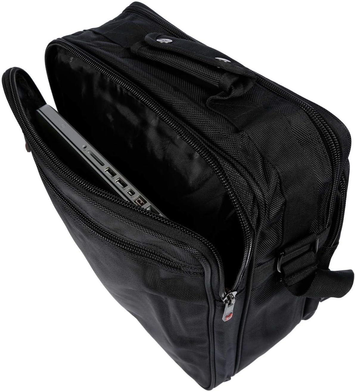 Christian Wippermann XXL axelväska flygvärdinneväska herrar väska Messenger arbetsväska laptopväska, svart, 31 x 37 x 17 cm