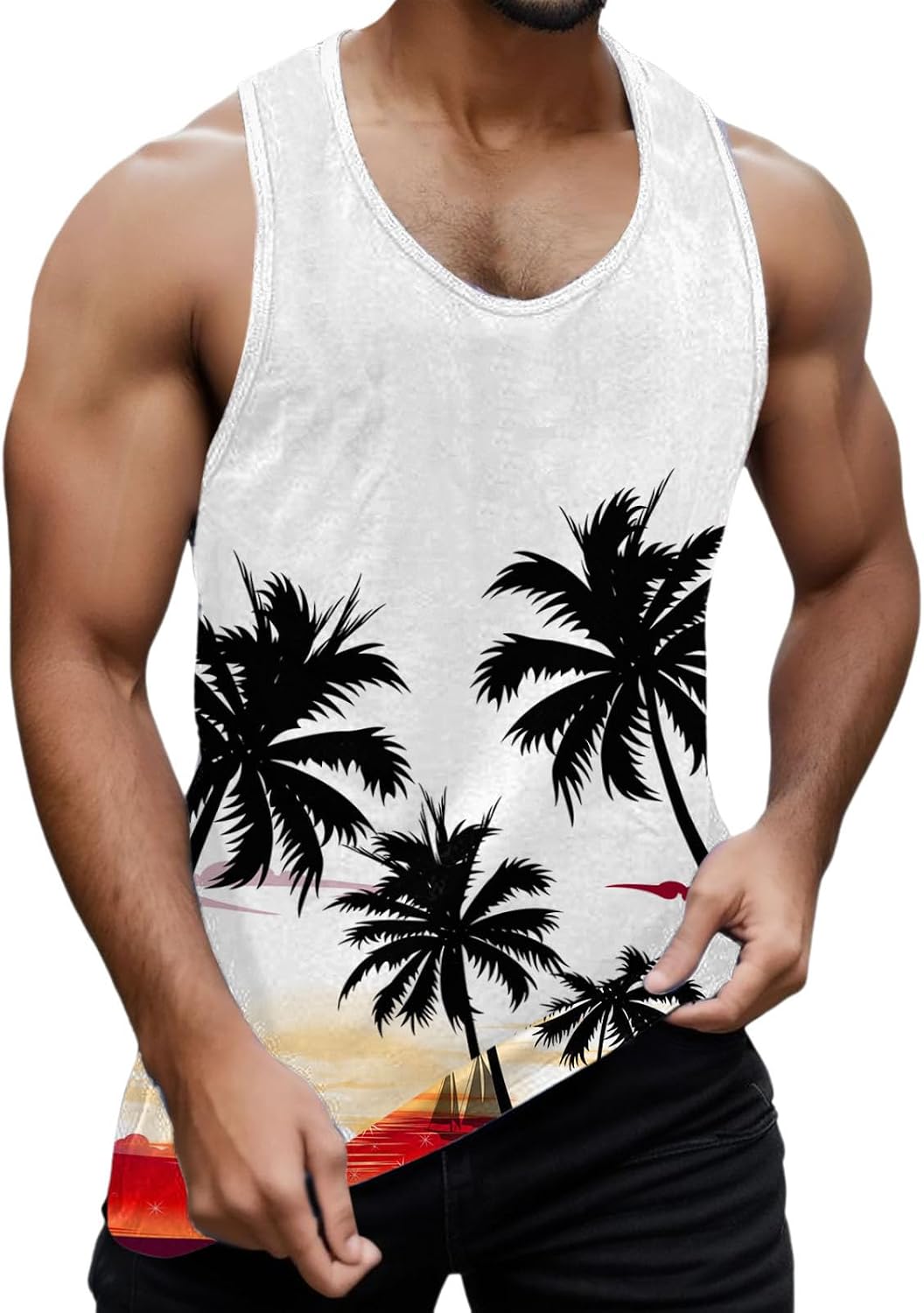 Herrlinne sport t-shirt andningsbar herr baggy ärmlös T-shirt sommar casual skjorta strand väst toppar gym linne för stretch styrketräning linne