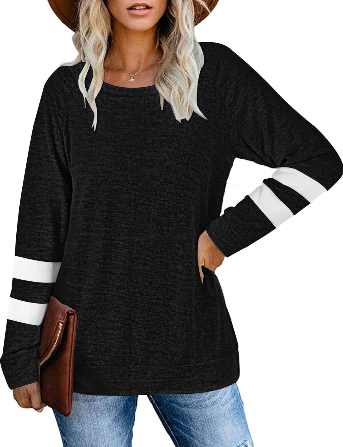 MOLERANI Långärmad rund hals lediga T-shirts blusar sweatshirts tunika toppar för vintern