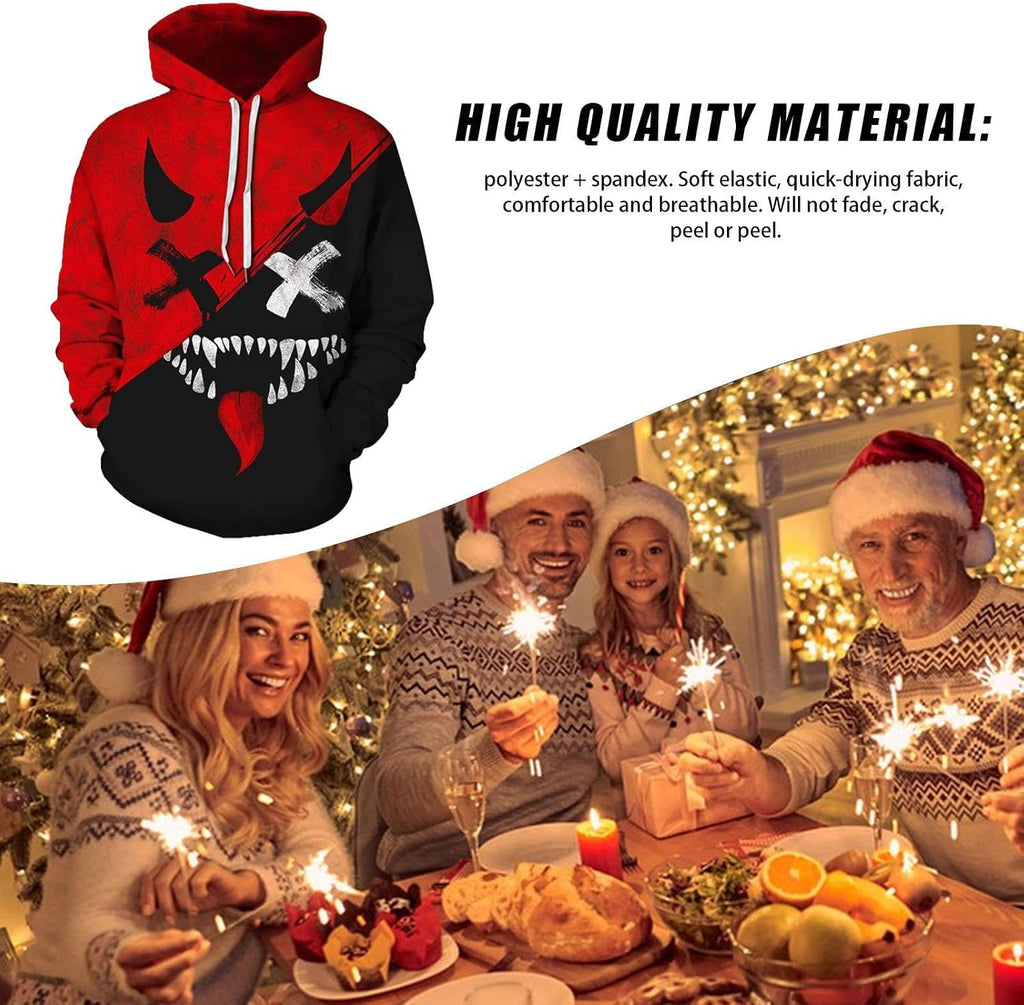 Skräck Hoodie,Skräck Hip-Hop Långärmad Printed | Fashion Rock Hoodies med skräckteman, Casual Street Hip Hop Rolig Hoodie för män kvinnor Imtrub