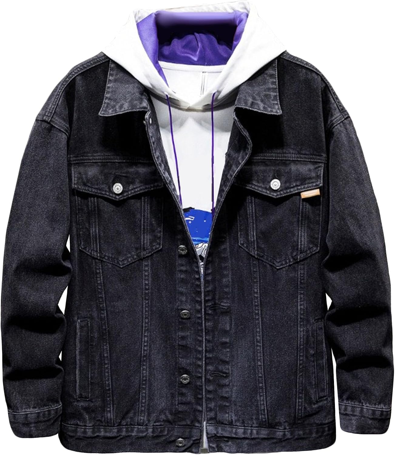JEShifangjiusu Män Street Fashion Casual Denim Ytterkläder Baggy Rapper Denim Jackor Hip Hop Avslappnad Passform Streetwear
