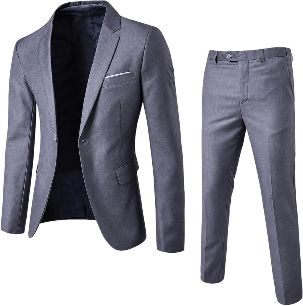 herr 2-delat kostymset slim fit med fallande en-knapp-drömare/brudgum kavaj och byxor för bröllop fest och affärer