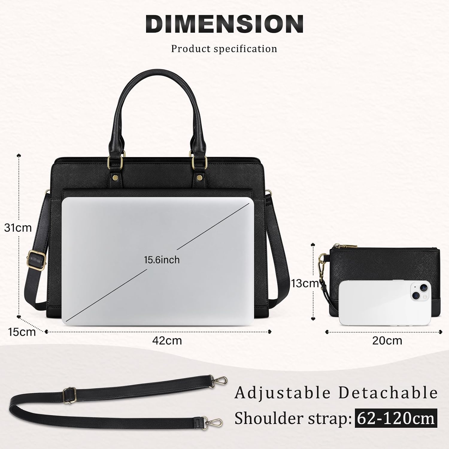 RAINSMORE Handväska damer shopper damer stor med plånbok 2-delat set