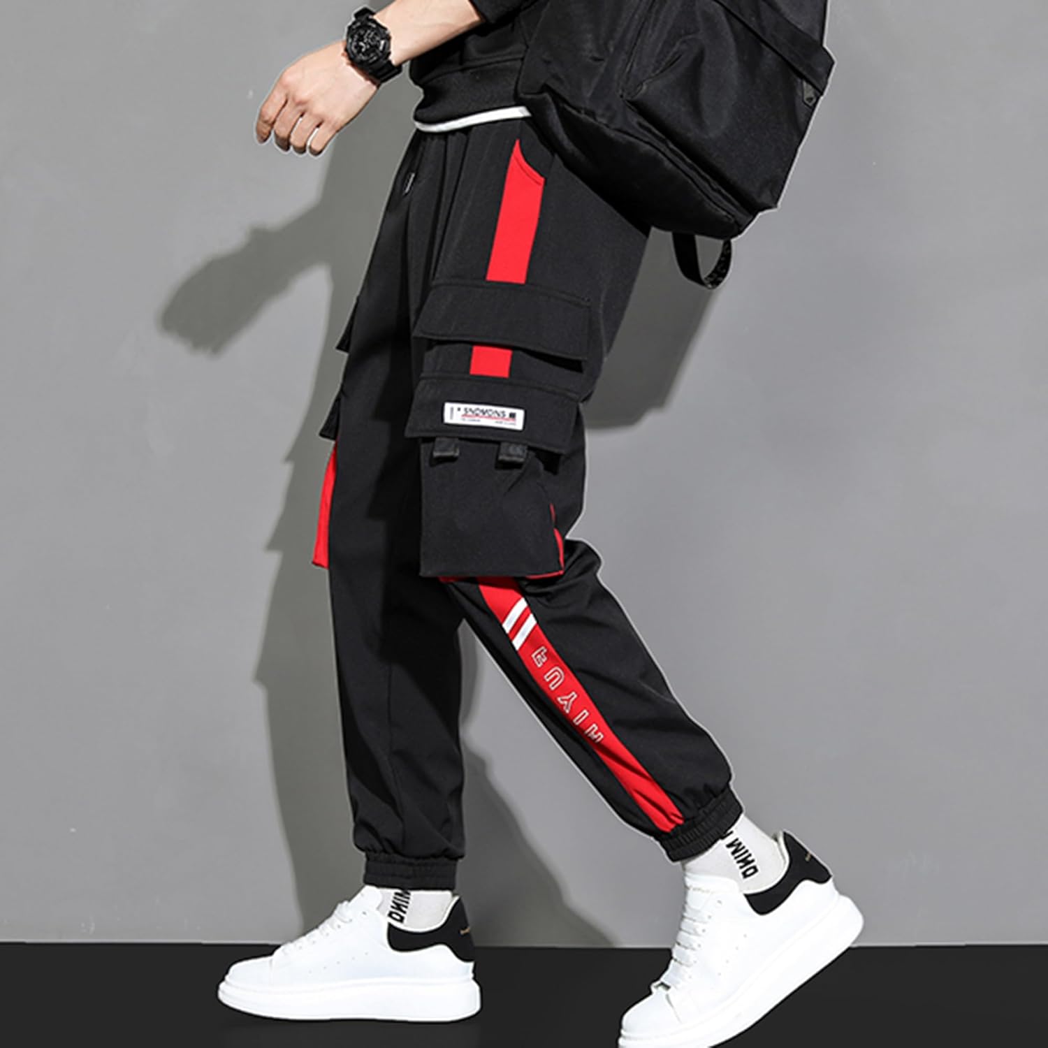 XYXIONGMAO Streetwear joggingbyxor casual sportbyxor säckiga vardagliga techwear hiphop träningsbyxor svarta cargobyxor för män