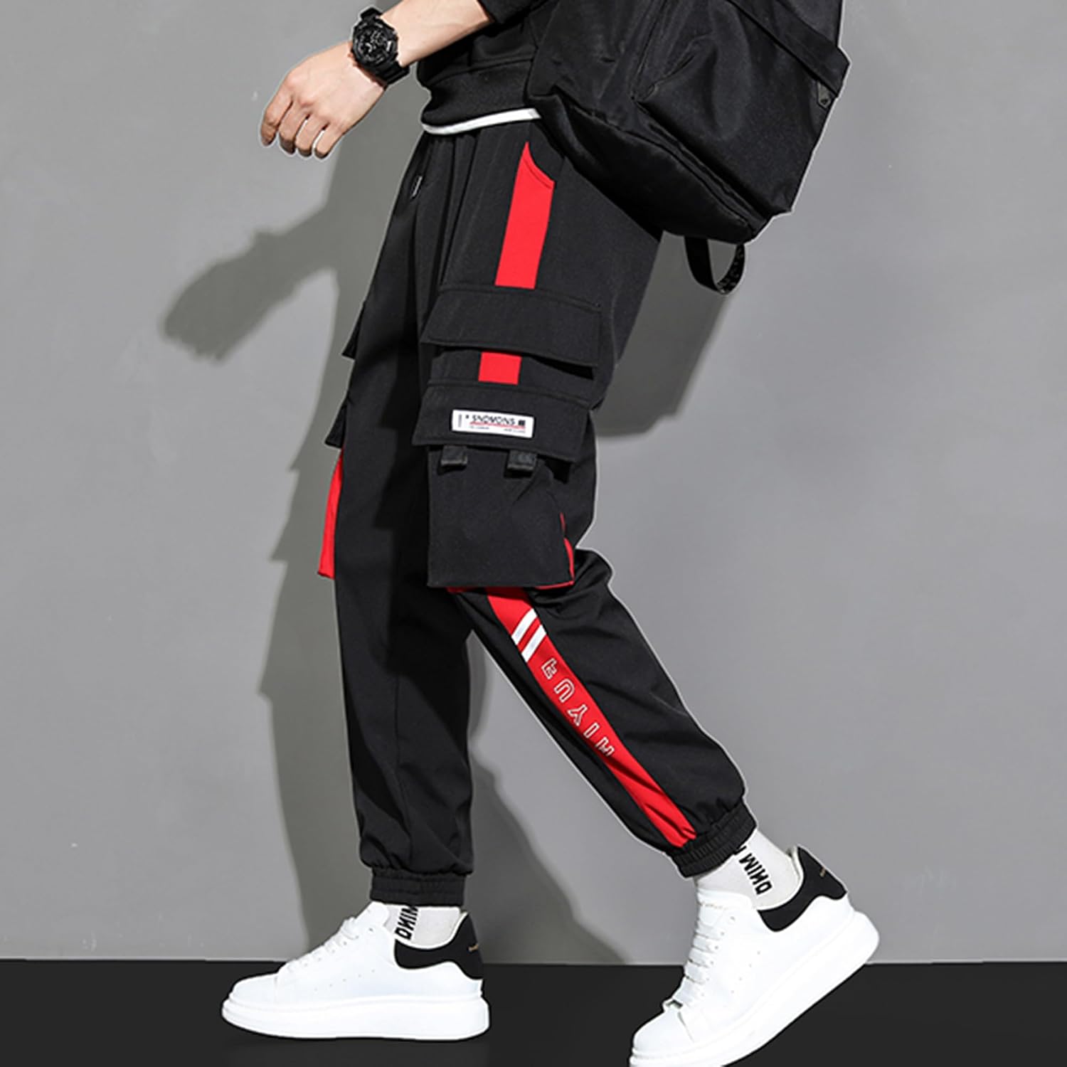 XYXIONGMAO Streetwear joggingbyxor casual sportbyxor säckiga vardagliga techwear hiphop träningsbyxor svarta cargobyxor för män