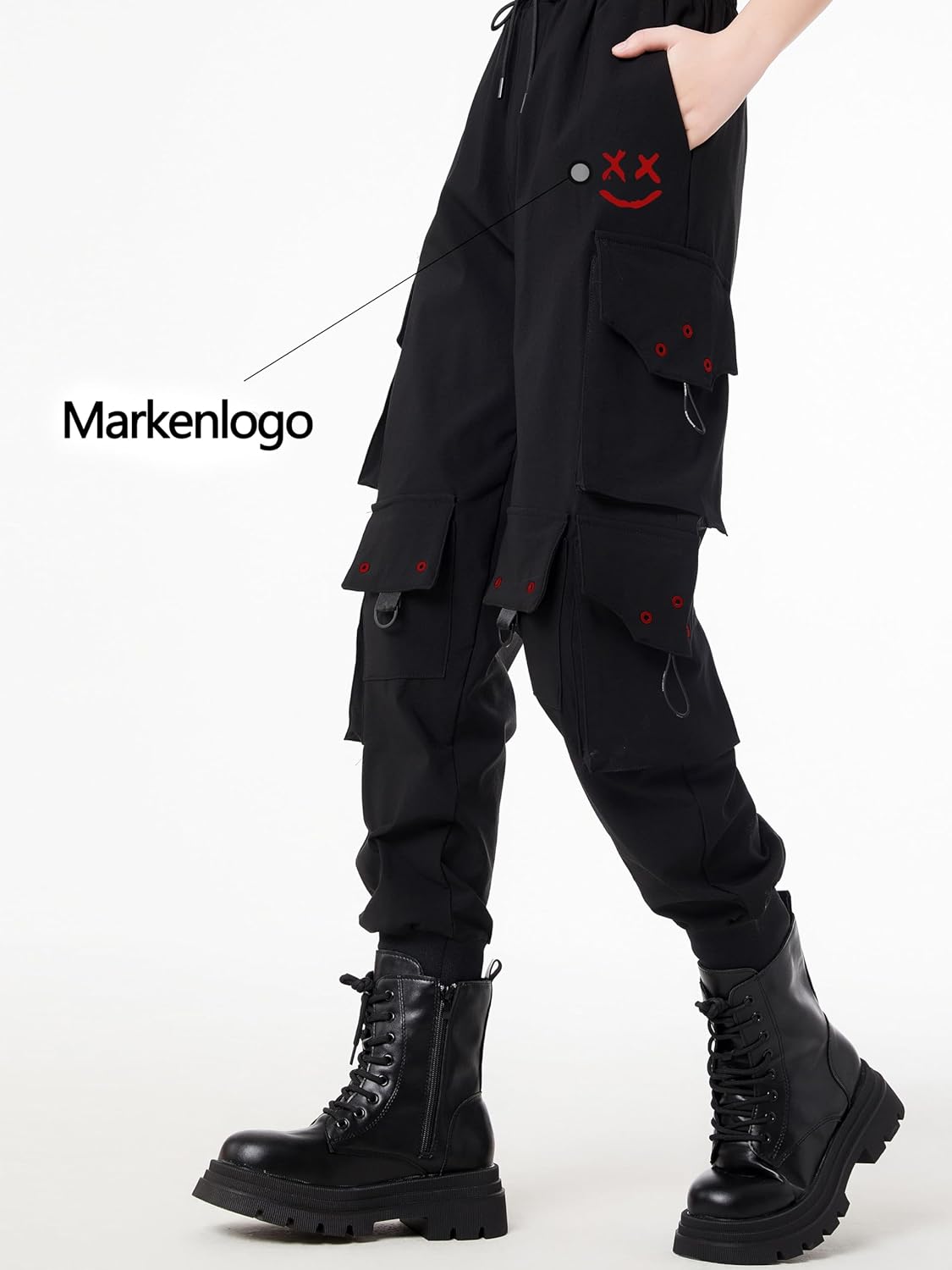 CLOAKA Cargobyxor dambyxor, joggingbyxor, hög midja, Y2k, gotiska, techwear, streetwear, cargobyxor, stretch, bekväma med elastiskt band, lös säckig utomhus, hip hop-tryck