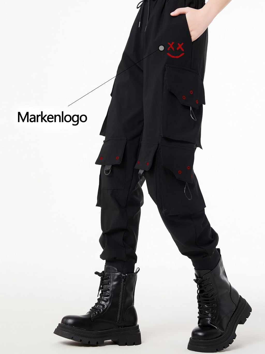 CLOAKA Cargobyxor dambyxor, joggingbyxor, hög midja, Y2k, gotiska, techwear, streetwear, cargobyxor, stretch, bekväma med elastiskt band, lös säckig utomhus, hip hop-tryck