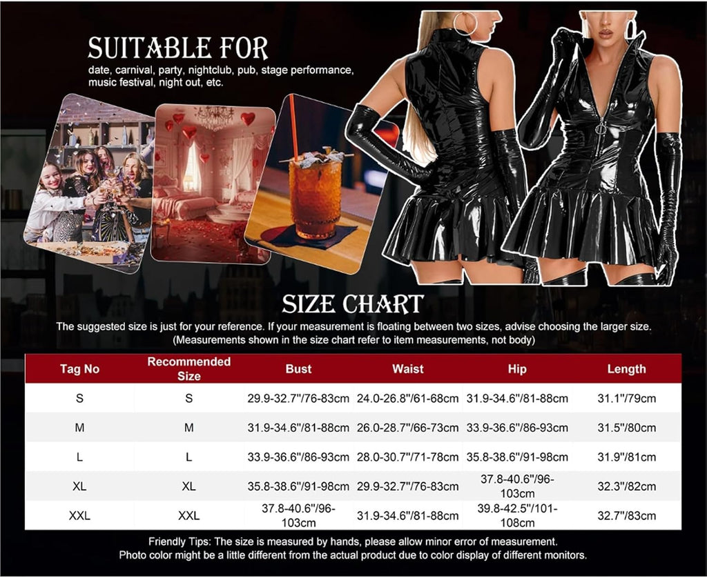 PVC Bodysuit Latex Catsuit Glänsande Metallic Långärmad Grimma High Cut Dragkedja Rygglös Leotard Unitard