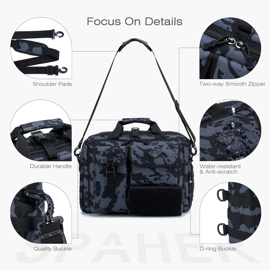 SPAHER Portfölj Herr Arbetsväska Herr Laptopväska 14/15,6/17,3 tum Business Tactical Bag Militärväska Axelväska Messenger Bag Herr Present för Kvinnor Herr