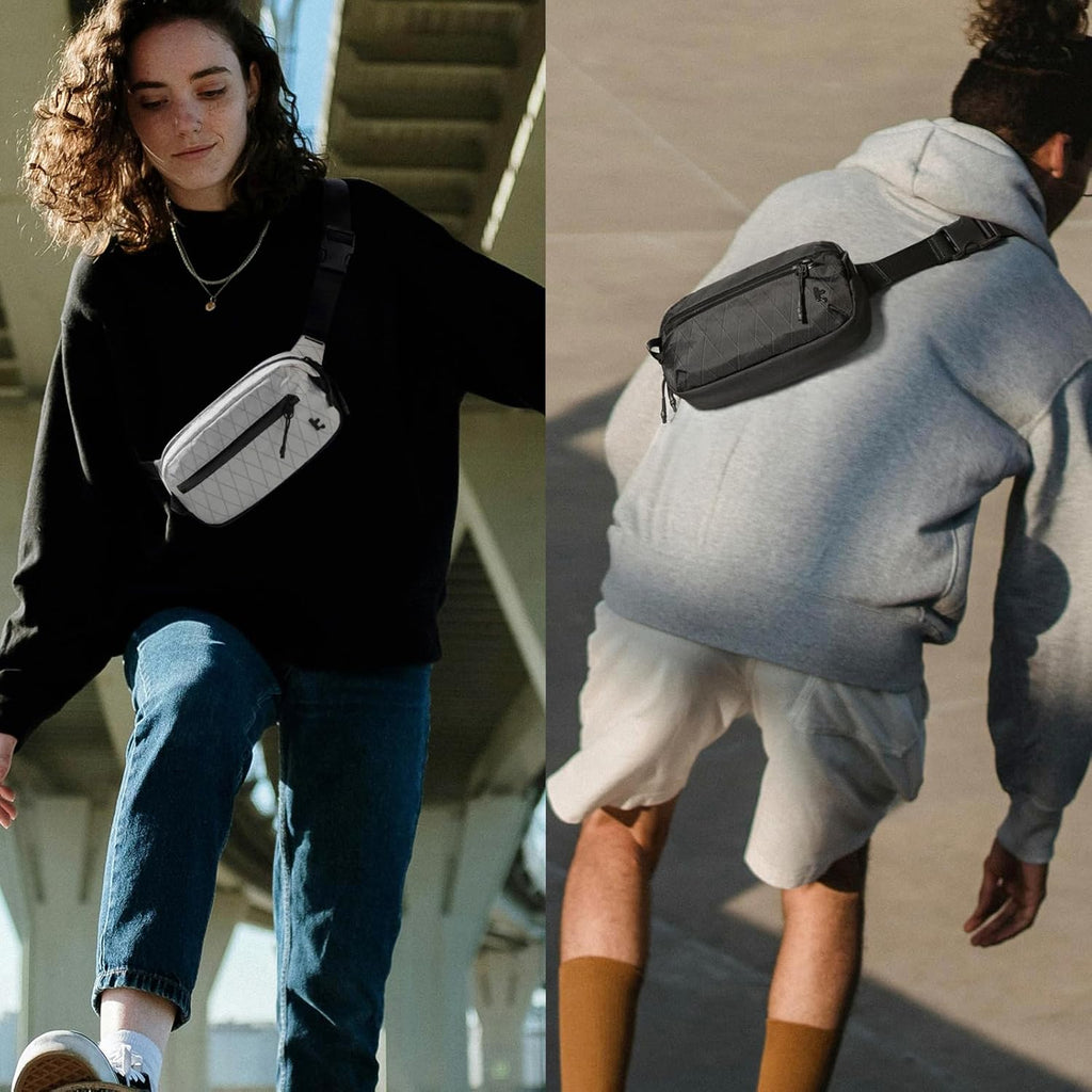 tomtoc 1,5 l crossbody väska med RFID-skydd, liten unisex axelremsväska, sling bag, lätt, vattentät sling bag, för utomhusresor, svart