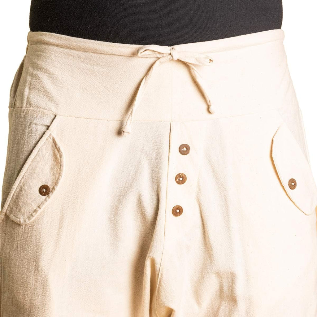 PANASIAM Yogi Pants Classic för dam och herr I bekväma fritidsbyxor i Aladin-Harem-stil – 100% bomull I optimal passform tack vare dragsko fram och elastisk linning bak I sommarbyxor