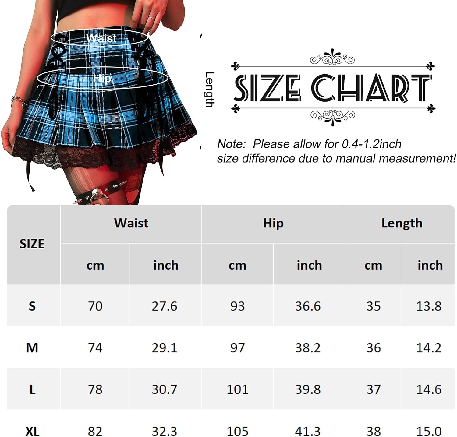 SEAUR Gotisk kjol dam, svart, kort, punk minikjol, steampunk, kjol, cosplay, party, klubb, slitage, hög midja, A-linje, spets, veckad kjol – S, M, L, XL