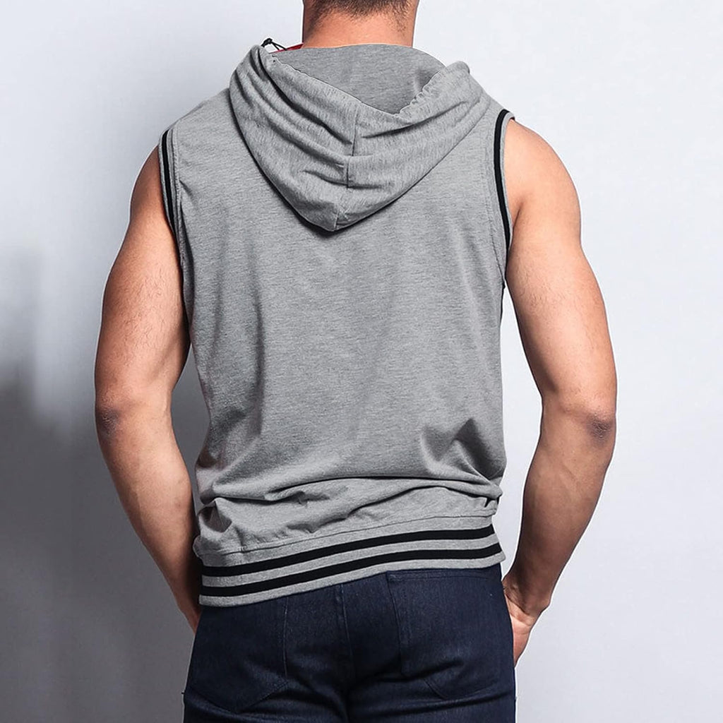 Sport huvjacka för män, tanktopp, huvtröja, gym, fitness, ärmlös huvtröja, muskelskjorta med dragkedja, ärmlös huvtröja för män med fickor, ledig tankskjorta med huva, sommarväst