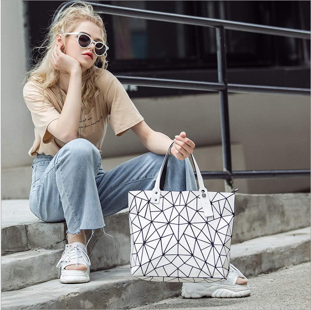 Geometriska lysande gitter handväska kedja crossbody påse tygväskor handväskor holografiska handväskor för kvinnor femmes