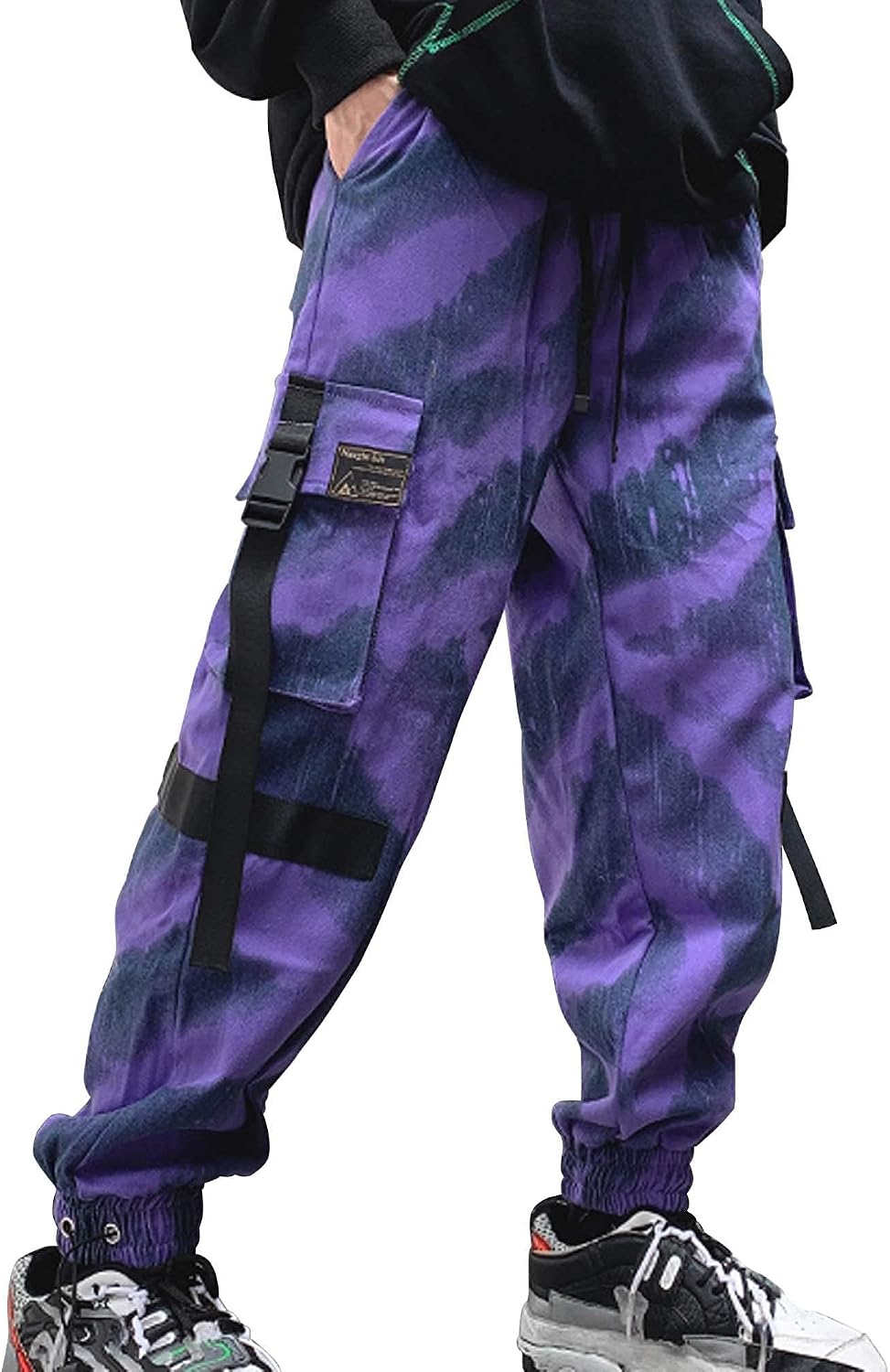 XYXIONGMAO Herr lila Techwear streetwear joggingbyxor taktiska hiphopbyxor lila overaller träningsbyxor cargobyxor för män